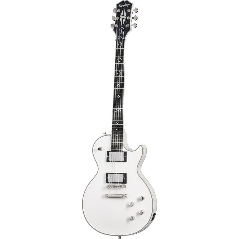 Foto van Epiphone jerry cantrell les paul custom prophecy bone white elektrische signature gitaar met koffer