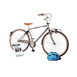 Foto van Volare kinderfiets lifestyle - 48 cm - grijs - 3 versnellingen - lage zadelstand - met fietshelm + accessoires