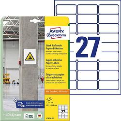 Foto van Avery-zweckform l7874-20 ( 63.5 x 29.6 mm, wit, 540 stuk(s), permanent, sterk hechtend