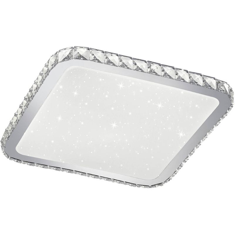 Foto van Led plafondlamp - trion sypon - 30w - aanpasbare kleur - dimbaar - afstandsbediening - sterlicht - vierkant - mat wit -