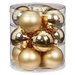 Foto van 24x stuks glazen kerstballen goud 8 cm glans en mat - kerstbal