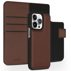 Foto van Accezz premium leather 2 in 1 wallet book case voor apple iphone 13 pro telefoonhoesje bruin