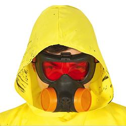 Foto van Halloween - horror verkleed gasmasker voor volwassenen zwart/oranje - verkleedmaskers