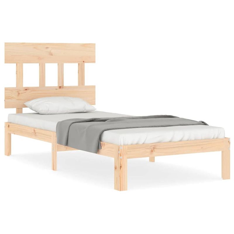 Foto van The living store bedframe - massief grenenhout - 203.5 x 103.5 x 81 cm - multiplex lattenbodem - stevig en duurzaam