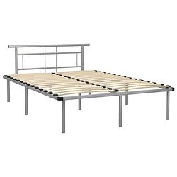 Foto van The living store metalen bedframe - grijs - 140 x 200 cm - massieve constructie van metaal