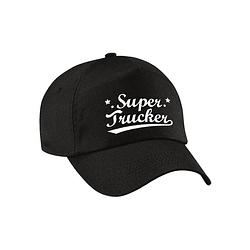 Foto van Super trucker pet /cap zwart voor volwassenen - vrachtwagenchauffeur cadeau - verkleedhoofddeksels