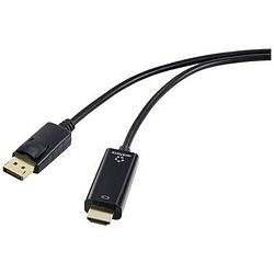 Foto van Renkforce displayport / hdmi adapterkabel displayport stekker, hdmi-a stekker 1.00 m zwart rf-5179186 pvc-mantel displayport-kabel