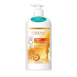 Foto van Eveline cosmetics argan oil macadamia firming & moisturizing body lotion 3in1 350ml.