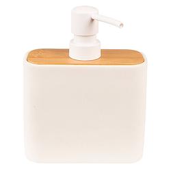 Foto van Clayre & eef zeepdispenser 13x6x16 cm wit bruin keramiek zeeppompje zeep dispenser wit zeeppompje zeep dispenser