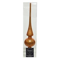 Foto van Glazen kerstboom piek cognac bruin (amber) glans 26 cm - kerstboompieken