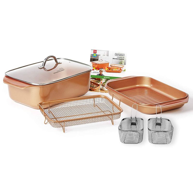 Foto van Livington copperline wondercooker deluxe - 14-in-1 keukenset - braadpan, grillpan, slowcooker en meer - kookset voor all