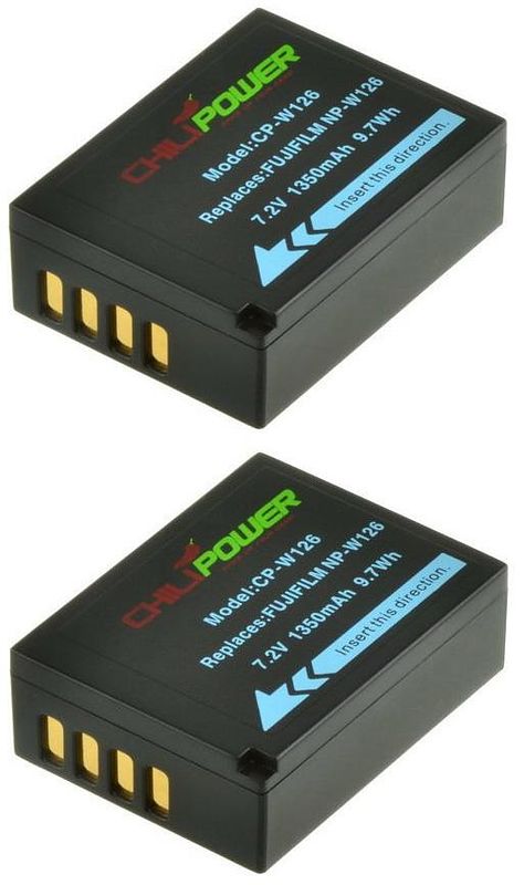 Foto van Chilipower np-w126 accu voor fujifilm - 1350mah - 2-pack