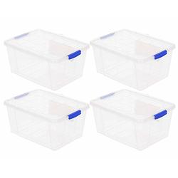 Foto van 4x opbergbakken/organizers met deksel 16 liter 40 cm transparant - opbergbox