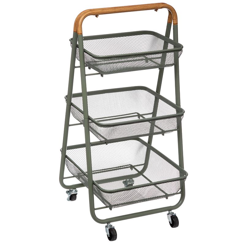 Foto van Keukentrolley khaki 3-laags 48 x 41.5 x 87 cm - opberg trolley