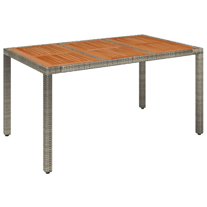 Foto van Vidaxl tuintafel met houten blad 150x90x75 cm poly rattan grijs