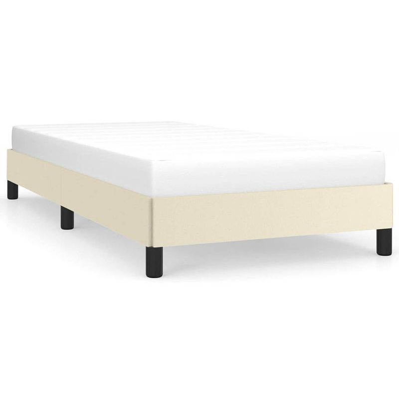 Foto van The living store bedframe - duurzaam kunstleer - bedframe - afmeting-203 x 93 x 25 cm - kleur- crème - materiaal-