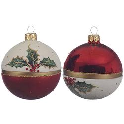 Foto van Decoris - kerstbal glas hulst d8 cm k.rood a2