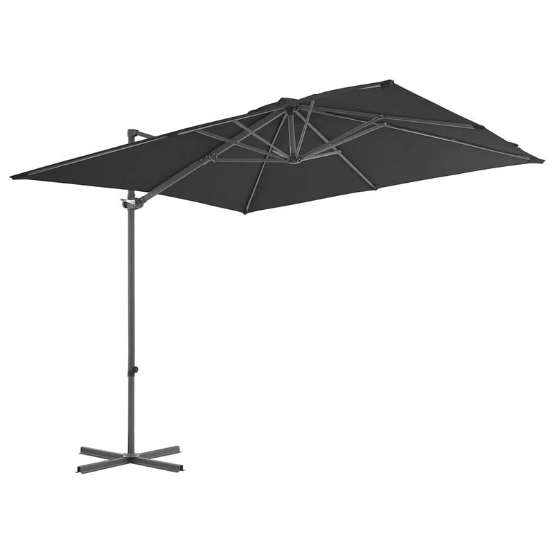 Foto van The living store hangparasol the living store - antraciet - 250x250x247 cm - kantelbaar en 360 graden draaibaar