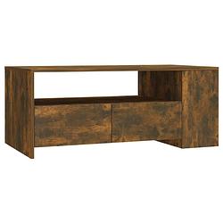 Foto van The living store salontafel - gerookt eiken - 102 x 55 x 42 cm - opbergruimte