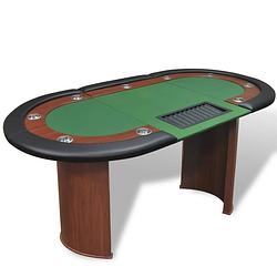 Foto van Vidaxl pokertafel voor 10 personen met dealervak en fichebak groen