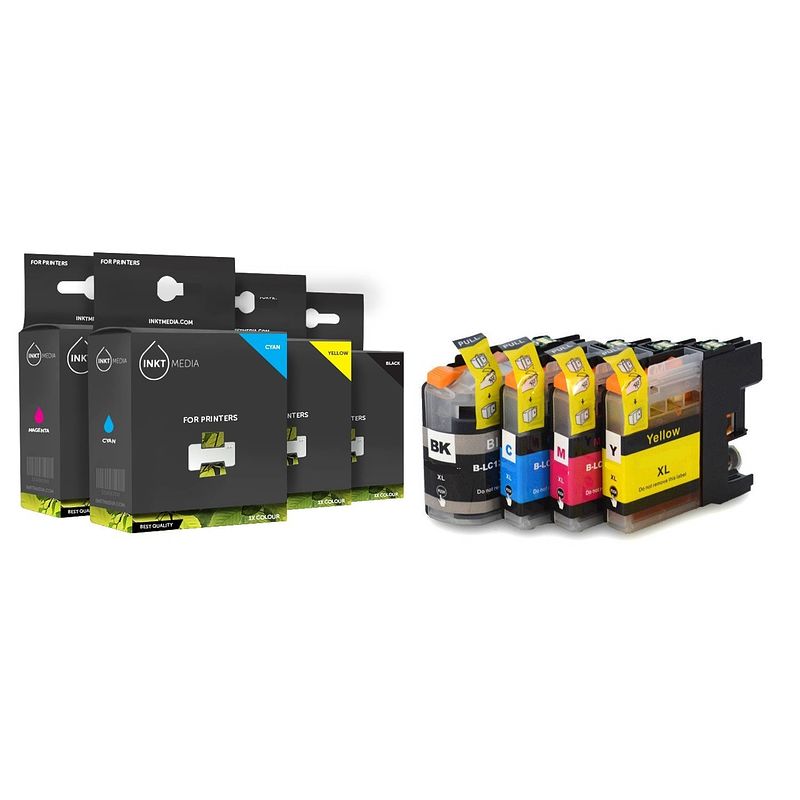 Foto van Inktmedia® -navulinkt - geschikt brother lc-225 lc-227 xl set inktcartridge - navul inkt - refill inkt