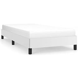 Foto van The living store bedframe wit - kunstleer - multiplex - 193 x 93 x 25 cm - geschikt voor matras 90 x 190 cm