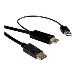 Foto van Roline hdmi / displayport / usb aansluitkabel displayport stekker, hdmi-a stekker, usb-a stekker 2 m zwart 11.04.5992 afgeschermd hdmi-kabel