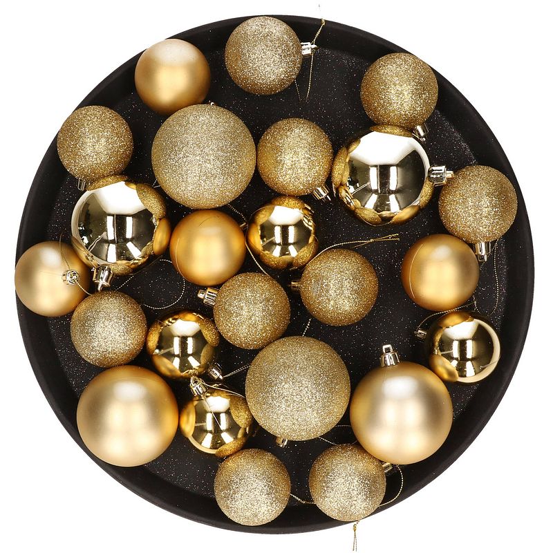 Foto van Kerstversiering set kerstballen goud 6 - 8 - 10 cm - pakket van 40x stuks - kerstbal