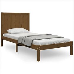 Foto van Vidaxl bedframe massief hout honingbruin 75x190 cm 2ft6 small single