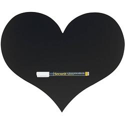 Foto van Zwart hart krijtbord/schoolbord met 1 stift 30 x 36 cm - krijtborden