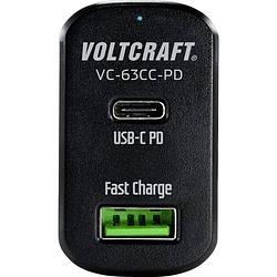 Foto van Voltcraft cas-63 vc-63cc-pd usb-oplader auto uitgangsstroom (max.) 3 a 2 x usb, usb-c bus usb power delivery (usb-pd)