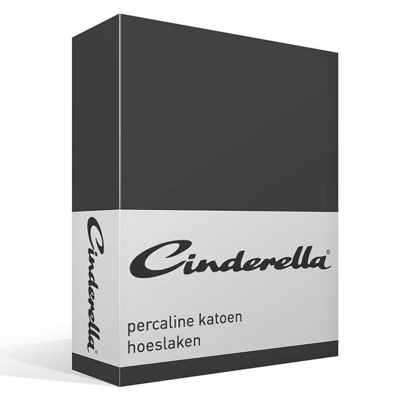 Foto van Cinderella basic percaline katoen hoeslaken - 100% percaline katoen - 1-persoons (80x200 cm) - anthracite