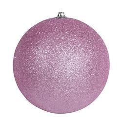 Foto van 1x roze grote decoratie kerstballen met glitter kunststof 25 cm - kerstbal