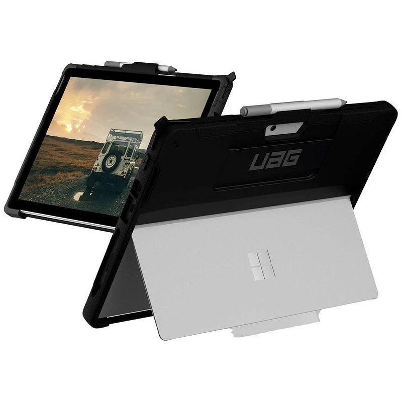 Foto van Urban armor gear scout handstrap case backcover microsoft surface pro 9 zwart tabletcover