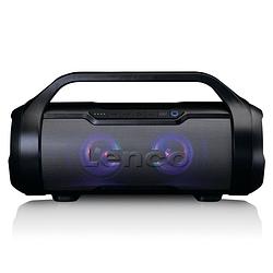Foto van Splashproof bluetooth speaker met fm radio,usb en sd, party lights lenco spr-070bk zwart