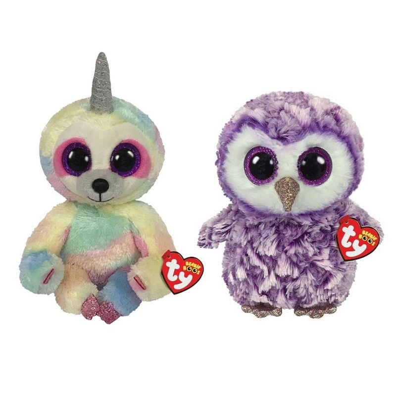 Foto van Ty - knuffel - beanie buddy - cooper sloth & moonlight owl