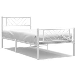 Foto van Vidaxl bedframe met hoofd- en voeteneinde metaal wit 80x200 cm