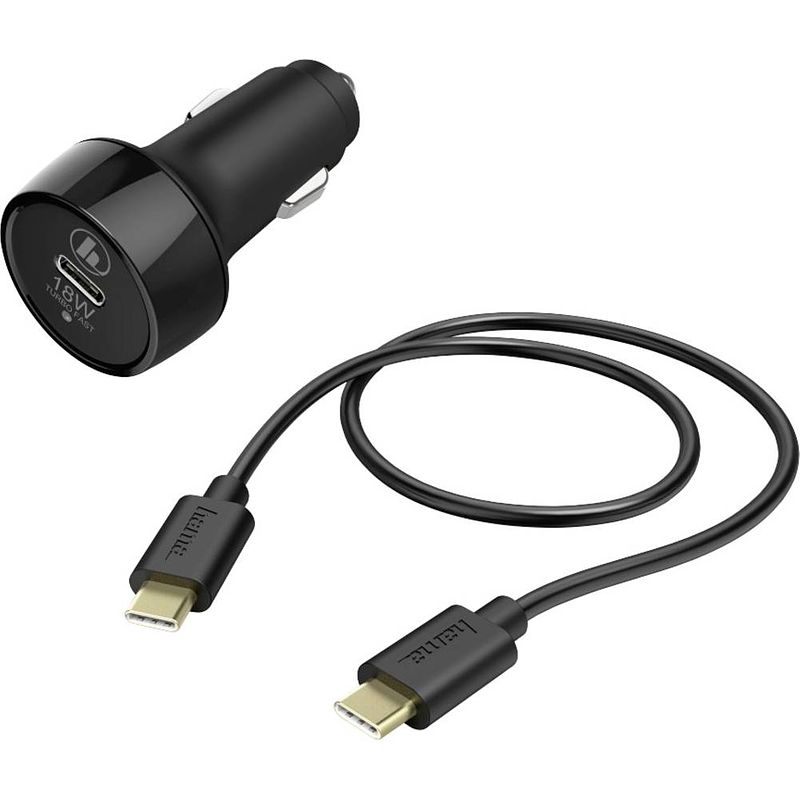 Foto van Hama 00183327 auto-oplader power delivery (pd)/qualcomm ® 18 w + usb-c-kabel