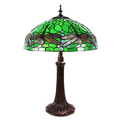 Foto van Haes deco - tiffany tafellamp groen ø 41x57 cm fitting e27 / lamp max 2x40w