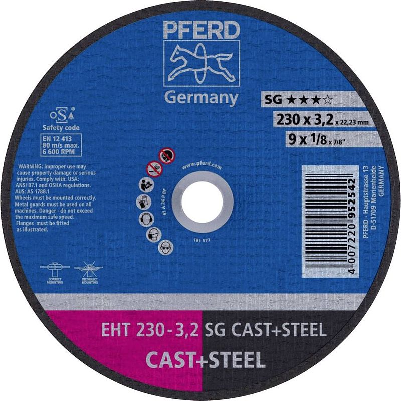 Foto van Pferd eht 230-3,2 sg cast+steel 61328228 doorslijpschijf recht 230 mm 22.23 mm 25 stuk(s)