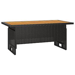 Foto van Vidaxl tuintafel 100x50x43/63 cm acaciahout en poly rattan zwart