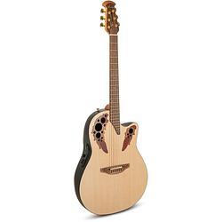 Foto van Ovation pro series elite 1768-4s-g usa deep bowl natural satin elektrisch-akoestische gitaar met koffer