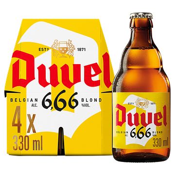 Foto van Duvel 6.66% blond speciaalbier 4 x 33cl bij jumbo