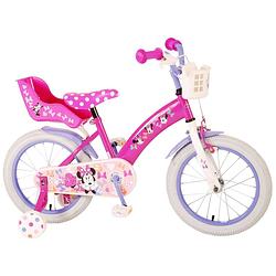 Foto van Disney meisjesfiets minnie cutest ever! 16 inch 25,4 cm meisjes terugtraprem roze/paars