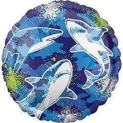 Foto van Anagram folieballon shark junior 43 cm blauw/wit/groen