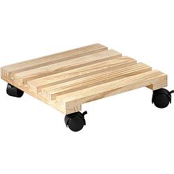 Foto van Planten trolley/multiroller vierkant 30 x 30 cm hout - planten onderzetter