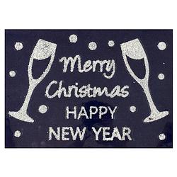 Foto van 1x stuks velletjes kerst glitter raamstickers merry christmas 28,5 x 40 cm - feeststickers