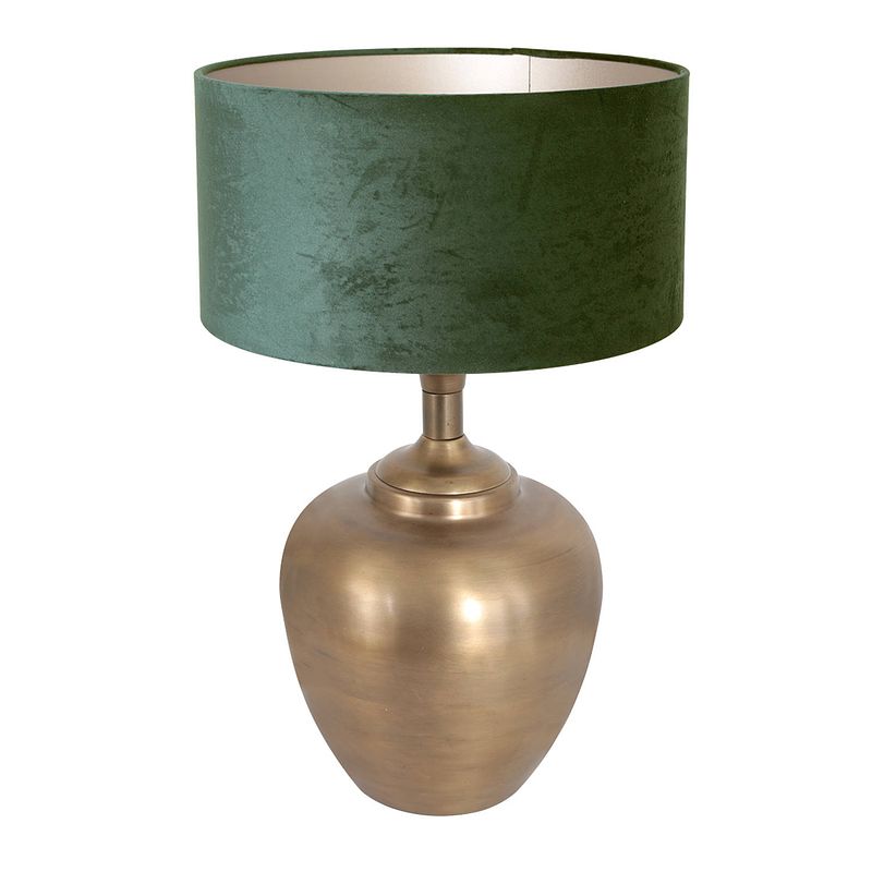 Foto van Steinhauer brass tafellamp groen metaal 54 cm hoog