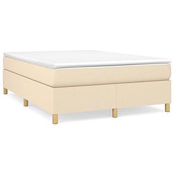 Foto van The living store boxspringframe - crème - 203 x 140 x 35 cm - stof en multiplex