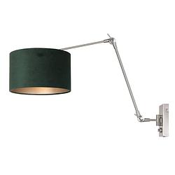 Foto van Steinhauer wandlamp prestige chic 8109 staal kap groen velours